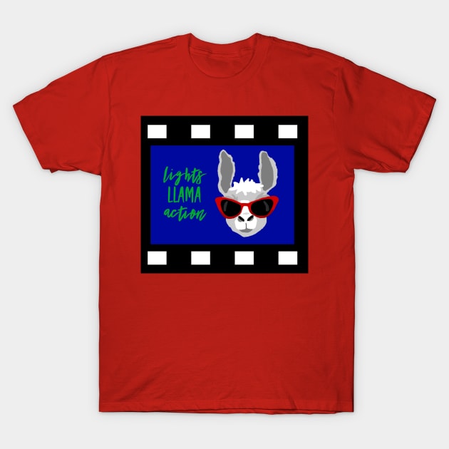 Film Celebrity Spoof Lights Llama Action T-Shirt by MisterBigfoot